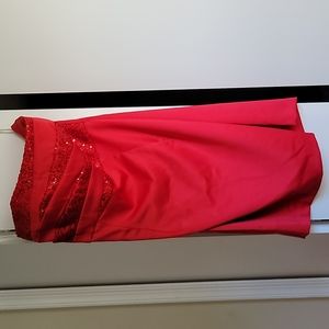 Red sparkle strapless cocktail dress